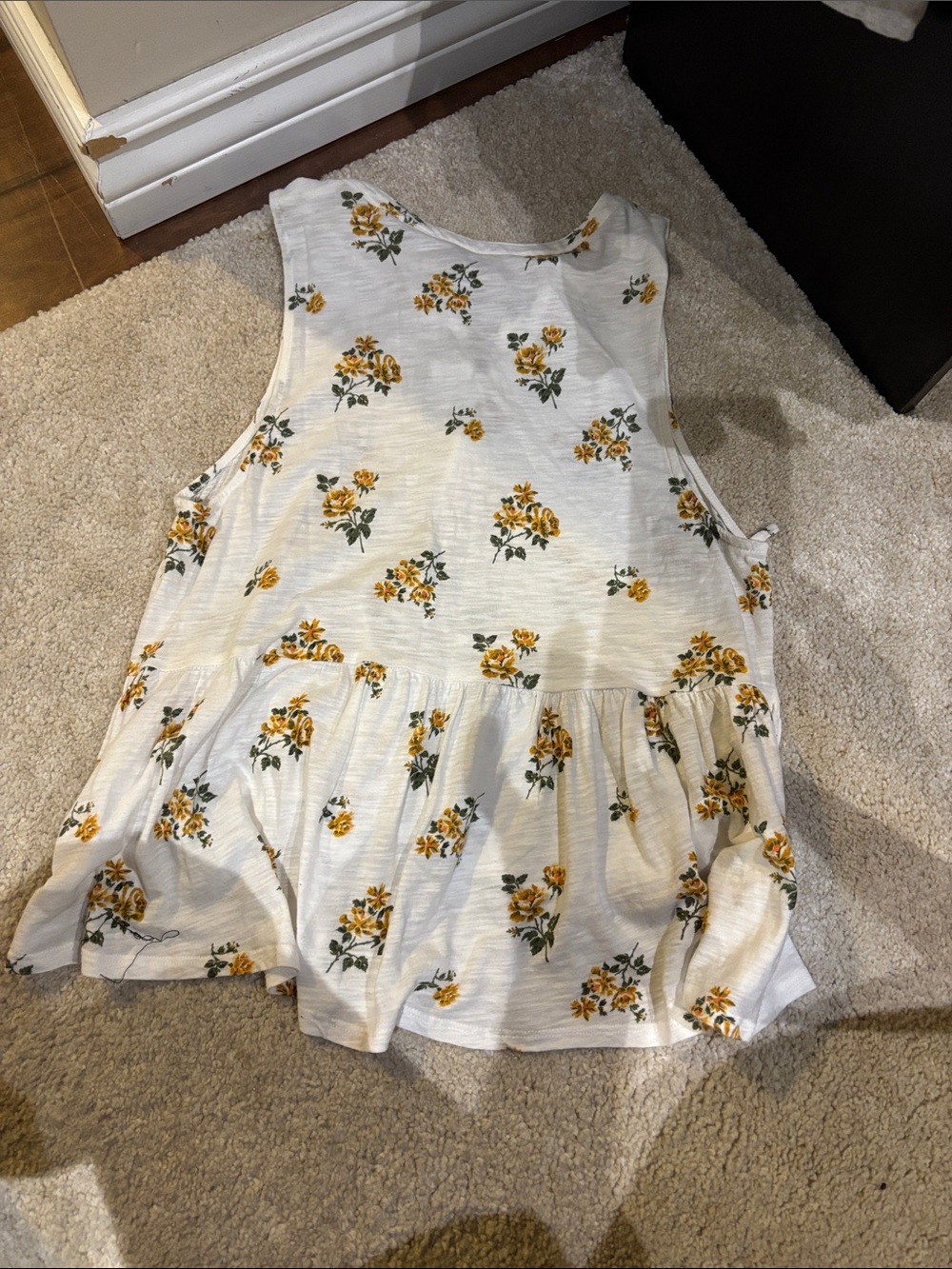 Lucky Brand White Tank with Yellow Floral Print